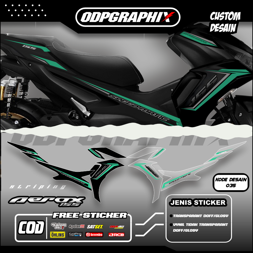STIKER STRIPING TRANSPARAN AEROX NEW 155 FACELIFT LIS STICKER UV BAHAN MAX DECAL PREMIUM WARNA BIRRU
