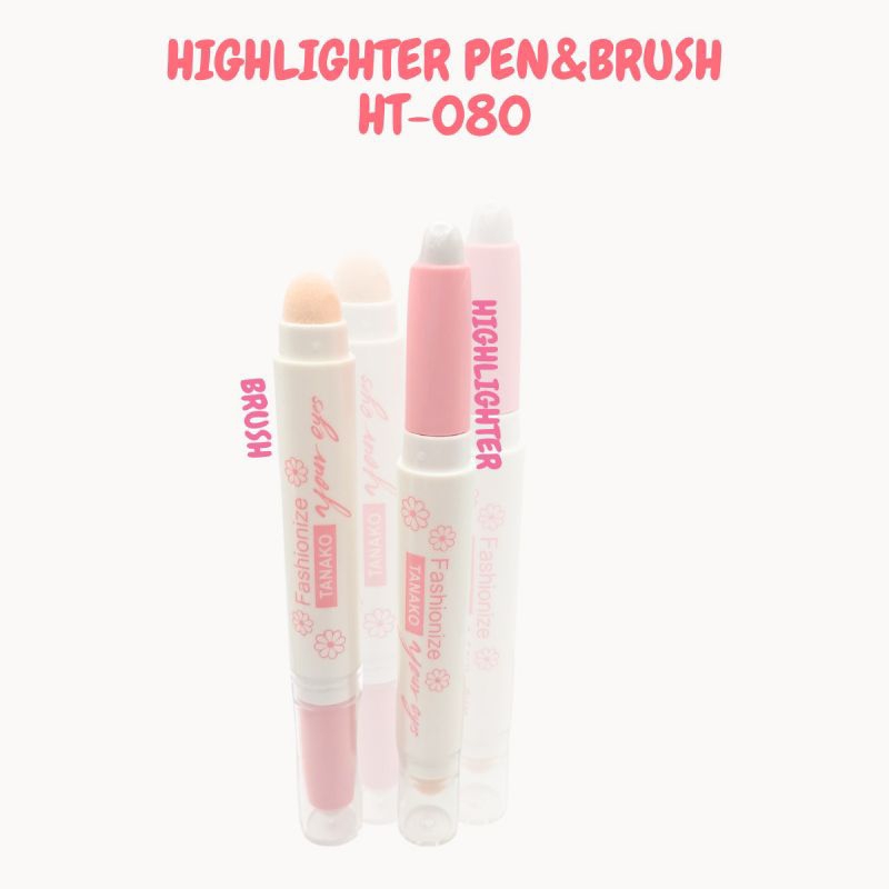 PROMO ECER HIGHLIGHTER PUTIH PEN+BRUSH LOOK BRIGHT LYING