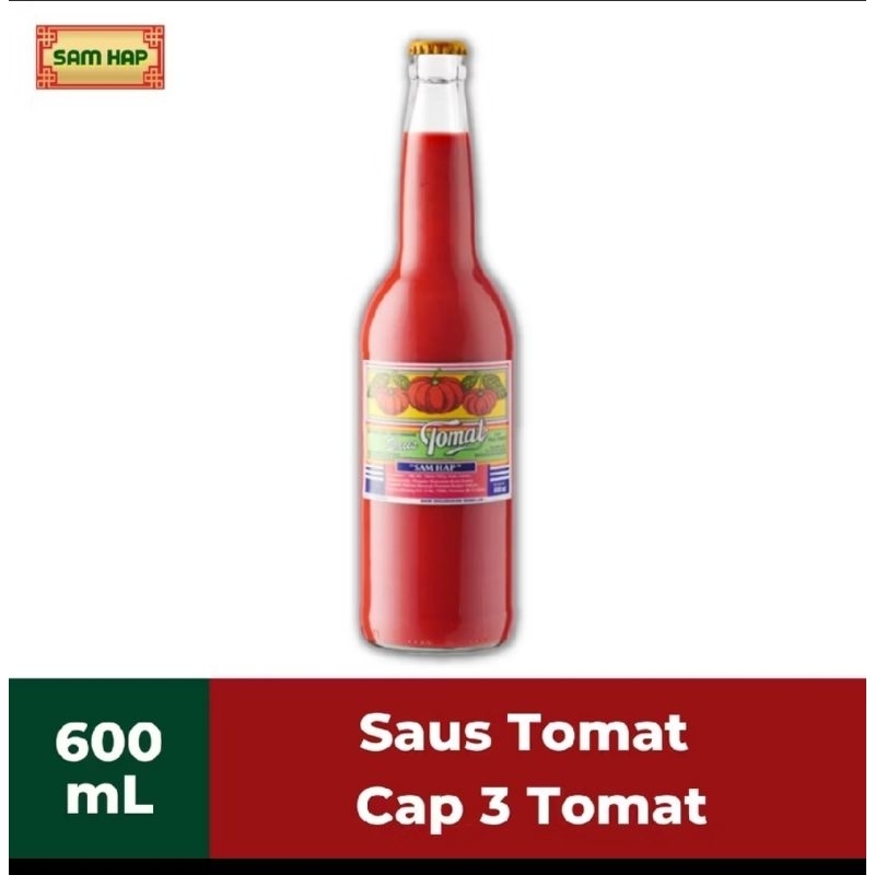 

[KHUSU INSTANT] SAMHAP Saus Tomat Cap Tiga Tomat Saos Caos 600ml Botol Kaca Exp. Jan 26