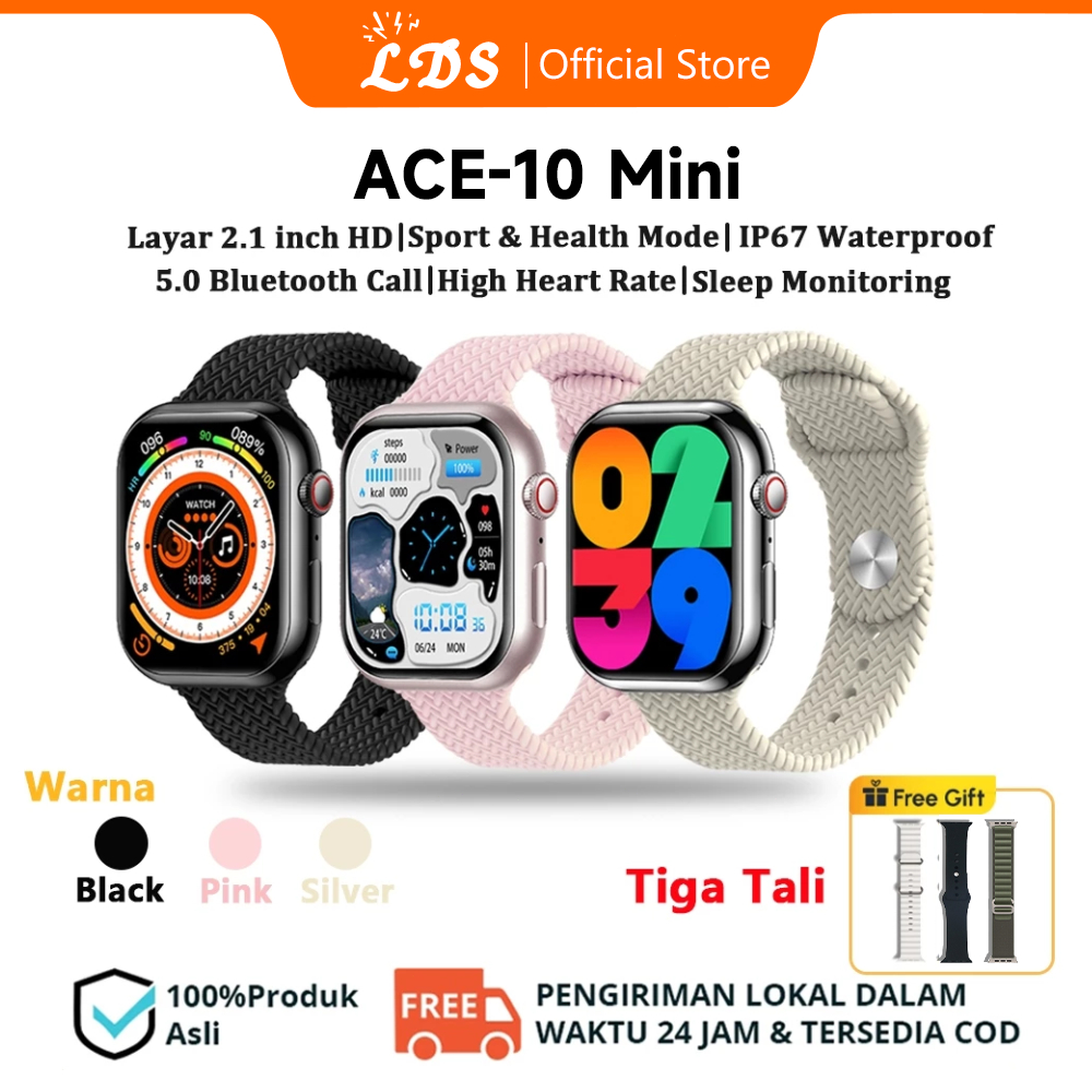 LDS ACE-10 Mini Smartwatch Layar Sentuh 2.0 Inci NFC Silver