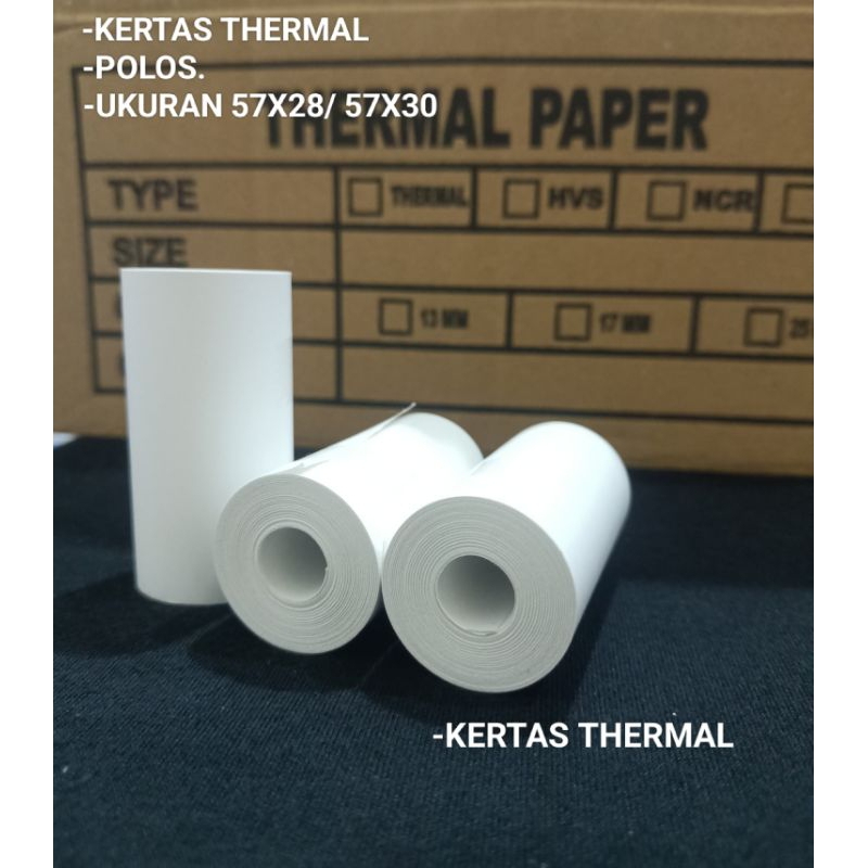 

( 10 ROLL ) KERTAS THERMAL POLOS UKURAN 57X28 / 58X30