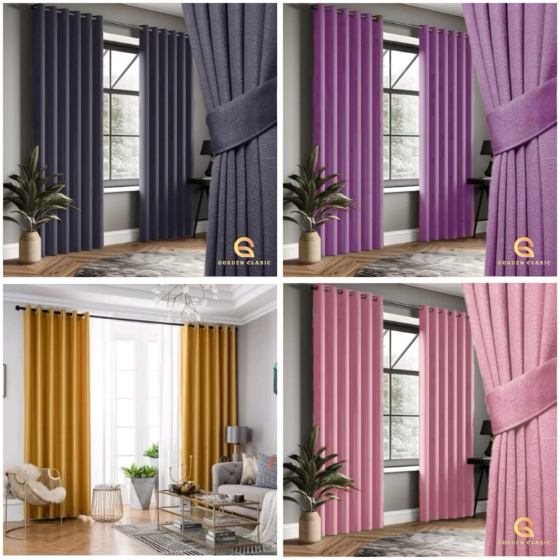 Gorden jendela minimalis Blackout import polos tebal panjang 3meter 250cm 2meter hordeng hotel murah