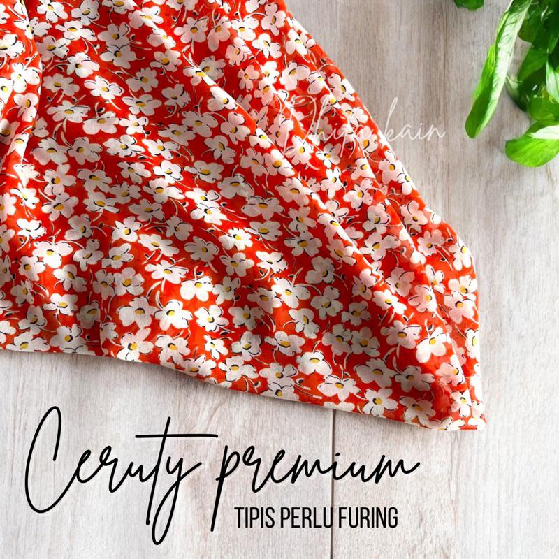kain ceruti premium motif bunga kecil terbaru