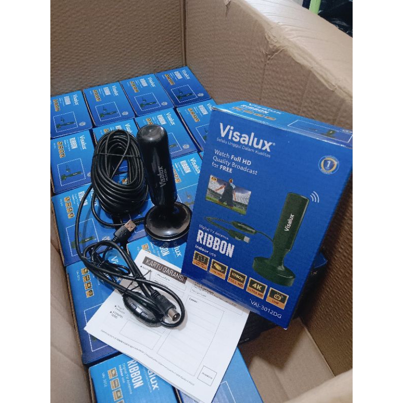 ANTENA DALAM TV DIGITAL VISALUX RIBBON + KABEL ANTENA 8 METER PENGUAT SINYAL BISA INSTANT HARI INI