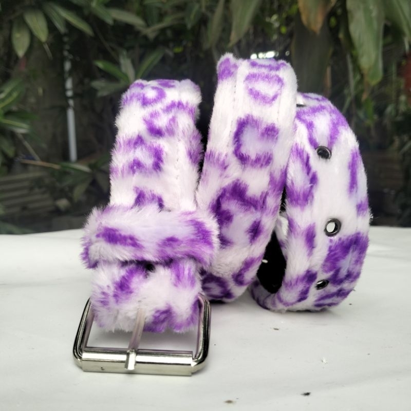 ikat pinggang leopard purple  l belt leopard l beber  leopard punk l unisex pria wanita