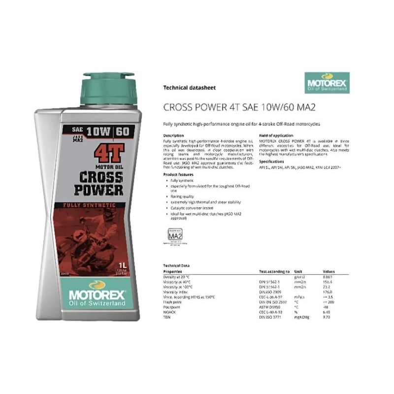 Motorex 4T Cross Power Oli Mesin Motorex