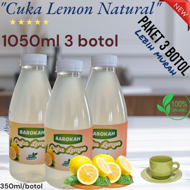 

Cuka Lemon Asli Segar Berkualitas Tinggi 100% Original Premium Paket 3 Botol Isi @ 350ml Per Kemasan