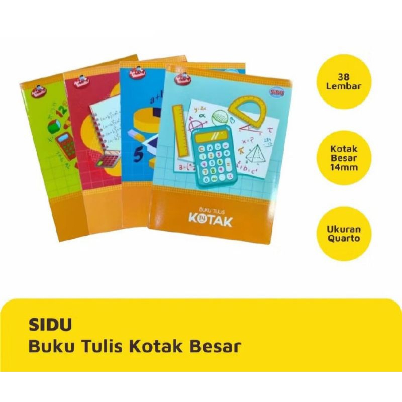 

BUKU KOTAK BESAR 14 MM SINAR DUNIA SIDU SD 38 KOTAK BESAR 14 MM 1,4 CM/ BUKU KOTAK BESAR SIDU/ ISI 38/ BUKU KOTAK