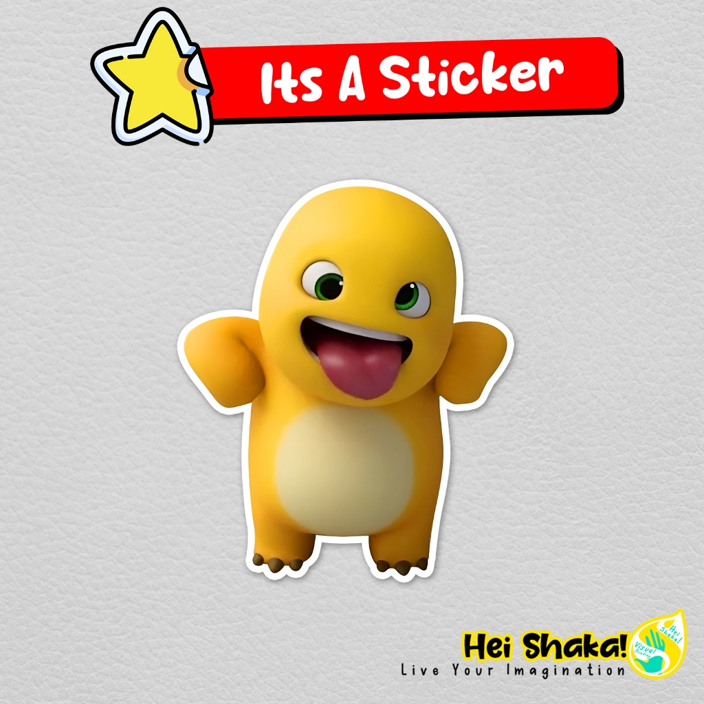 

Stiker Nailoong Silly Face Sticker Dino Kuning Vinyl Anti Air