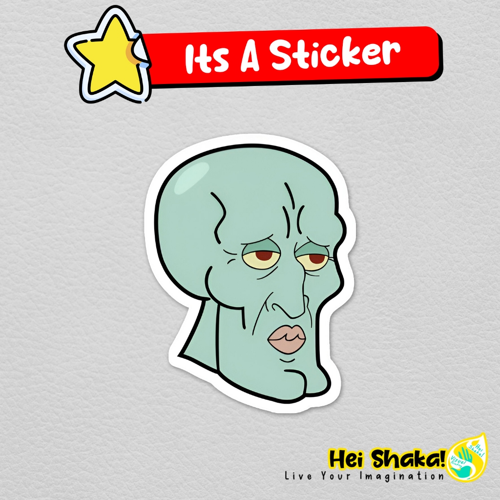 

Stiker Squidward Ultra Handsome Face Sticker Spongebob Vinyl Anti Air