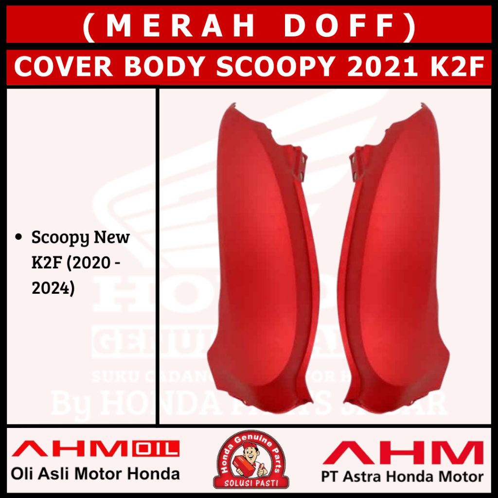 Cover Body Kanan/Kiri Scoopy New 2021 K2F (Merah Doff) 83500K2FN00MSR 83600K2FN00MSR