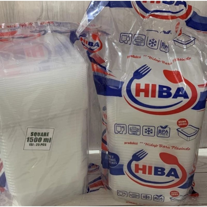 Thinwall BUJUR SANGKAR HIBA 1500ml + Tutup (isi 25 pcs)