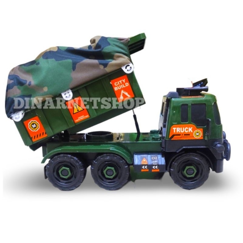 Mainan Truck Tronton Tentara Besar Truk Dump Jumbo DIY Assemble Hadiah Koleksi Simulasi Edukasi Anak