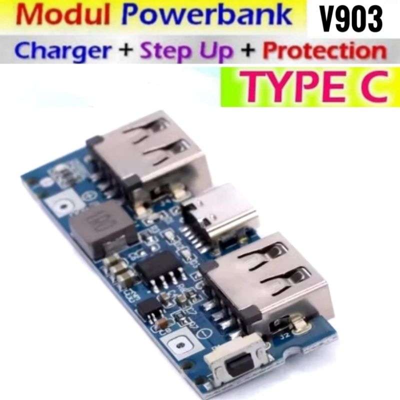 PowerBank Dual USB 5V 2.4A Input Type C + Micro usb Lithium Battery 18650 Charger Module