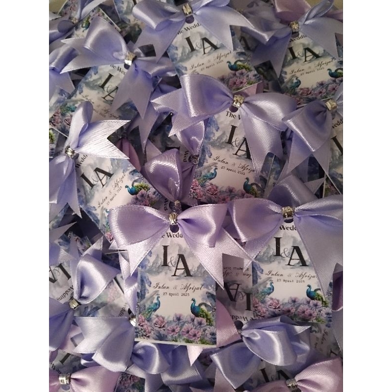 

(55 pcs) pita tag sovenir pernikahan bisa custom