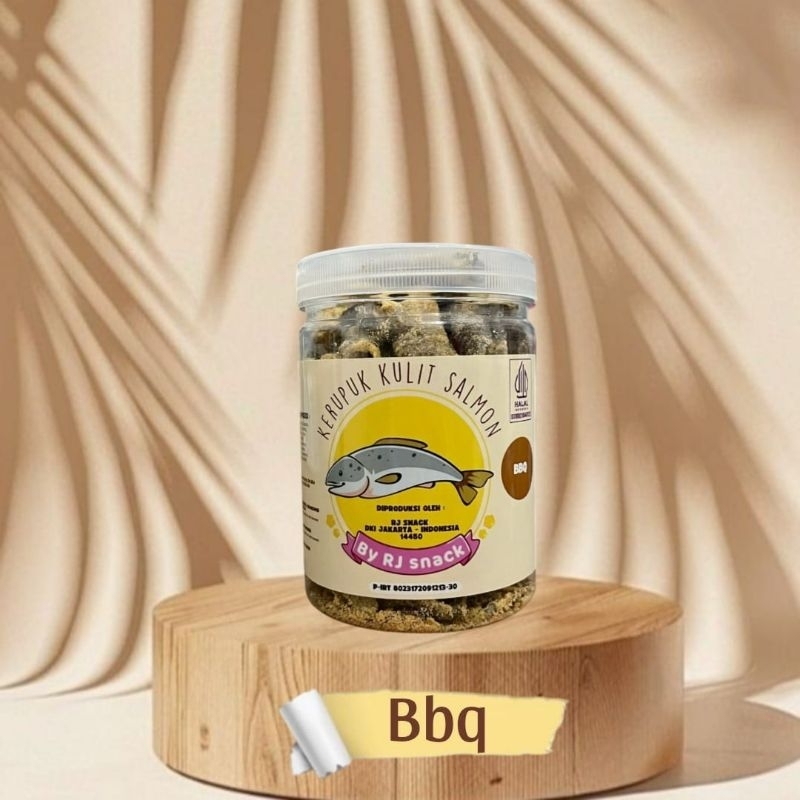 

Fish Skin Chips Salmon Rasa BBQ Kemasan Toples 110gr Cemilan Gurih Crunchy