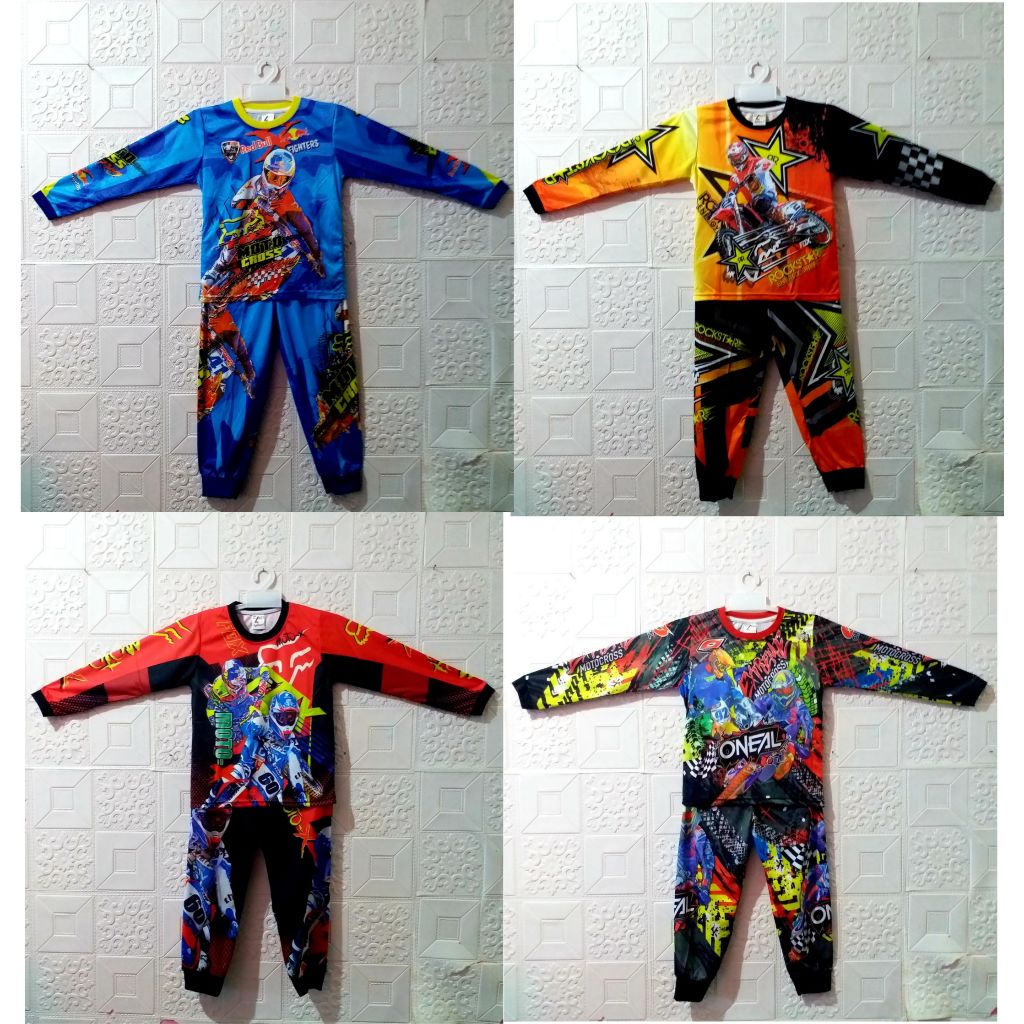baju motocross anak laki laki | SETELAN BAJU PANJANG MOTOR CROSS ANAK UNTUK 2 - 12 TAHUN / BAJU BALA