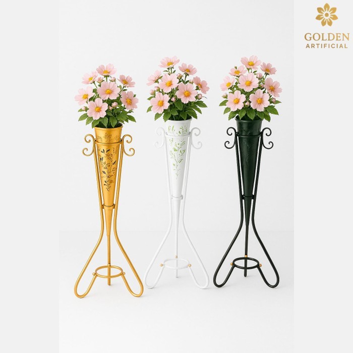 Pot Vas standing besi import vas corong besi vas bunga sudut