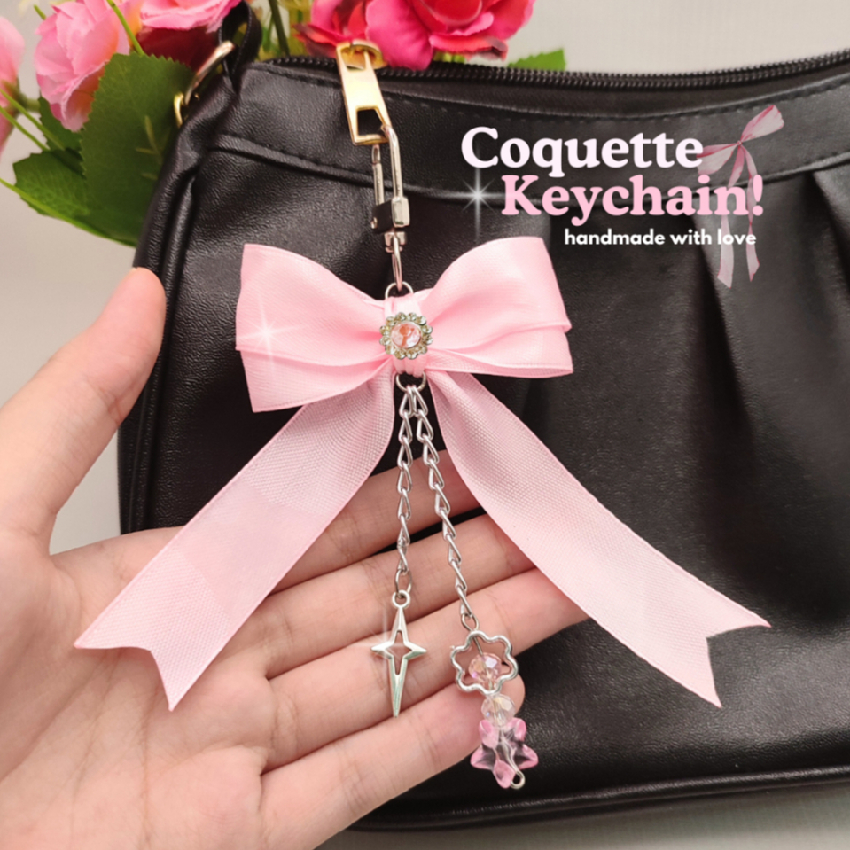 COD✨ Coquette Bag Charm Bow Korea | Bandolan Tas Pita Ribbon / Bag Charm