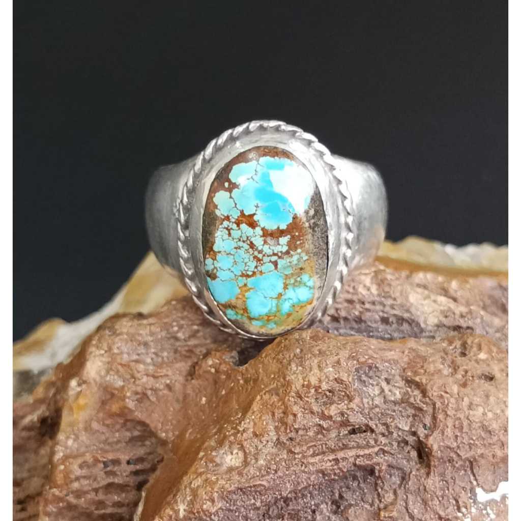 Natural Pirus Persia Hijau Gradasi Size Kantoran Ring Perak 925 Handmade