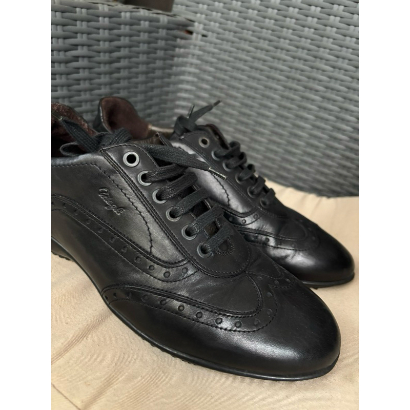 Bruno Magli Men’s Black Leather Wingtip Pantofel Sneaker Hybrid / Sepatu Pantofel Pria Luxury Brand 