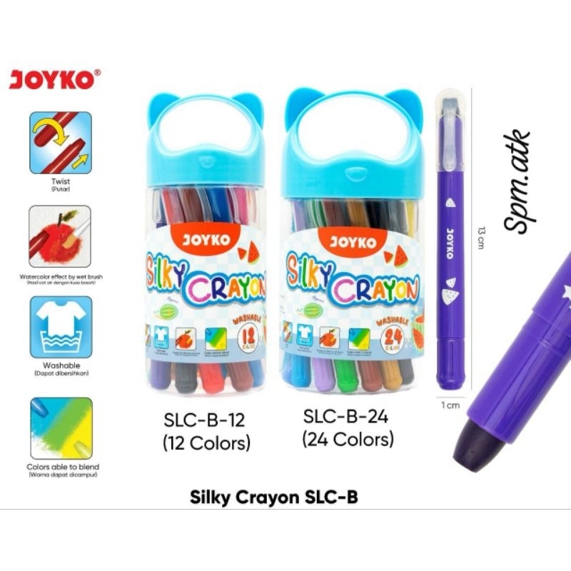 

(12 pcs) Silky Crayon Joyko 12 warna