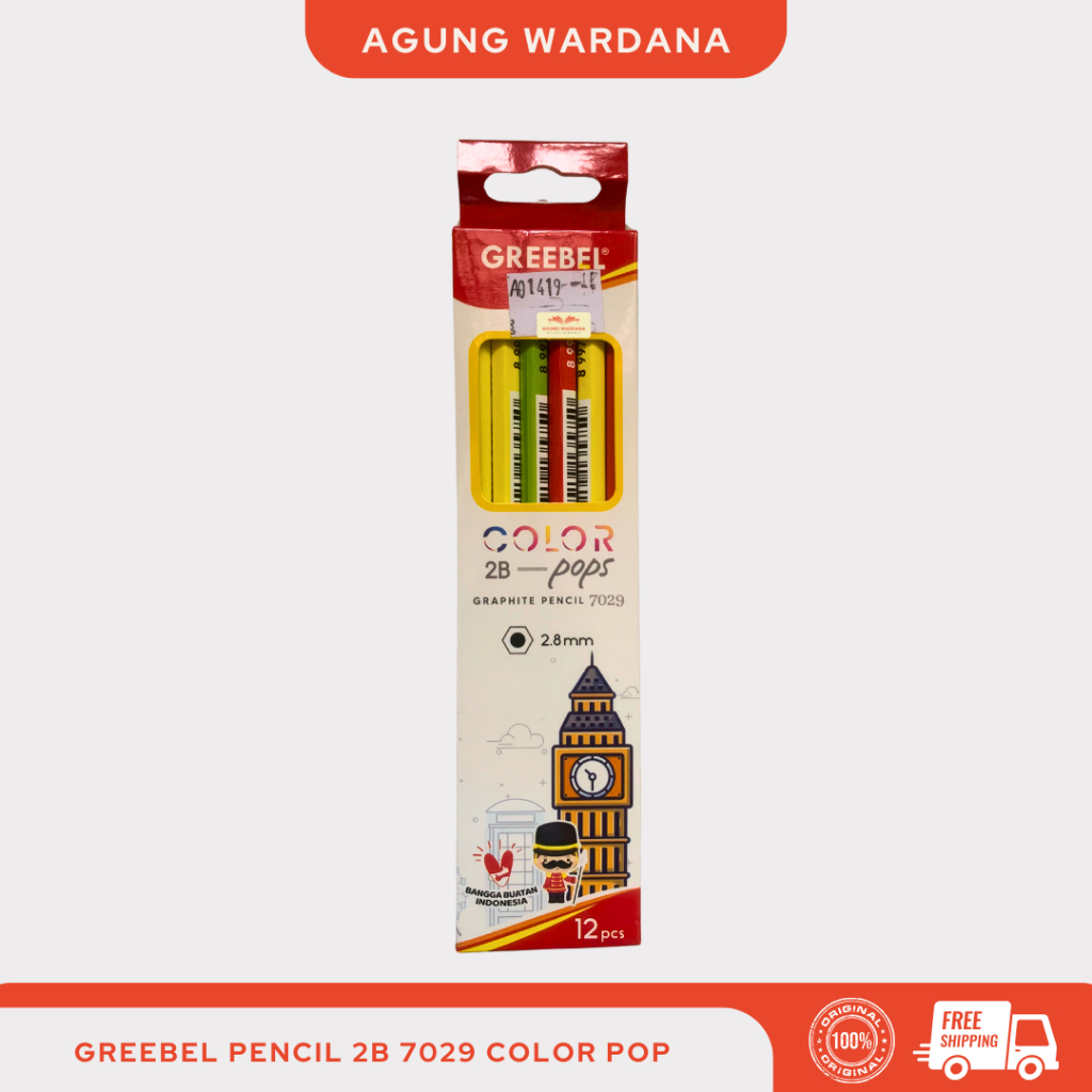 

GREEBEL PENCIL 2B 7029 COLOR POPS ISI 12 PCS