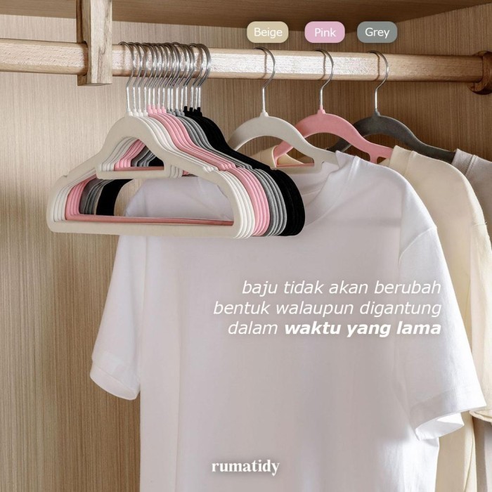 BERAGAM HANA GANTUNGAN BAJU 10PCS HANGER SUEDE ANTI-SLIP HNM
