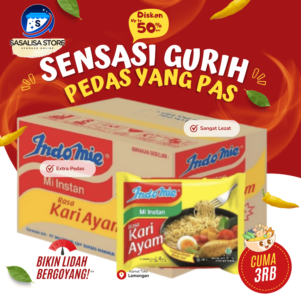 

Indomie Noodles Rasa Kari Ayam 1 dus isi 40pcs - Makanan Cepat Saji - Food Instan