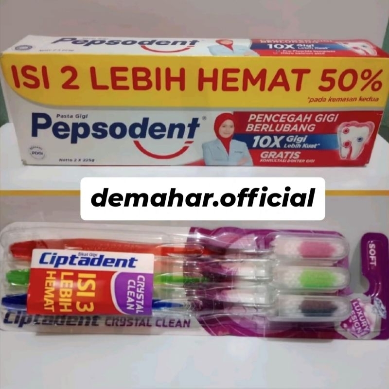 Pepsodent pastagigi pepsodent odol gigi berlubang jumbo 225 gr gratis 3 sikat gigi