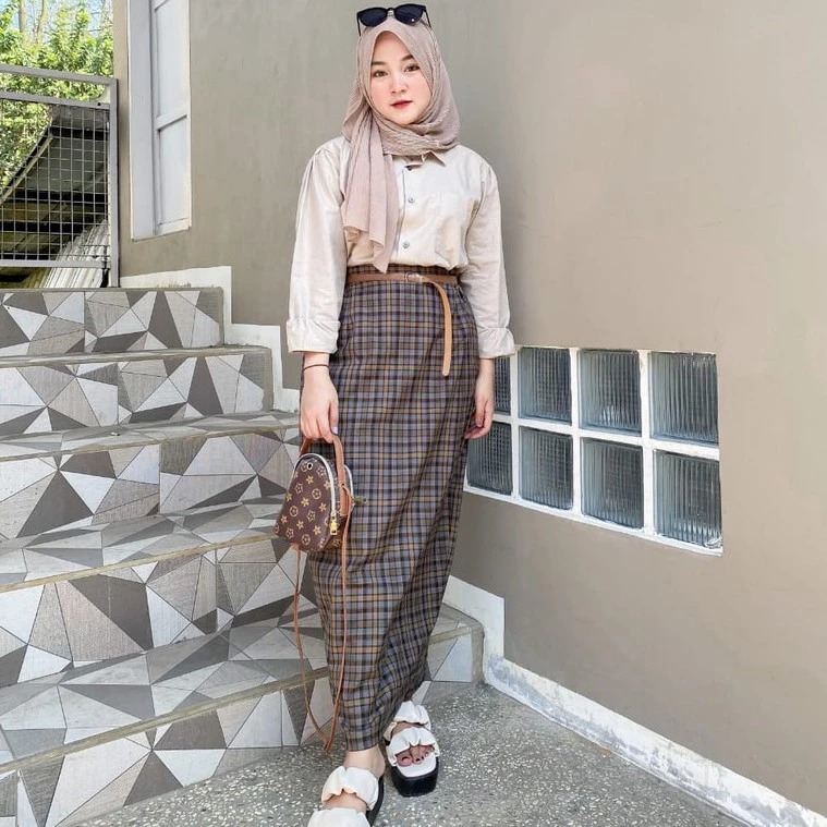 ROK SPAN TARTAN KOTAK XL || ROK SPAN PANJANG TARTAN KOREAN SKIRT