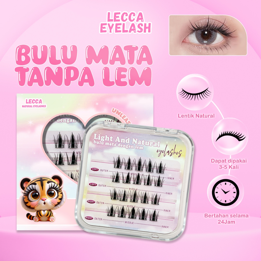 Bulu Mata Palsu Tanpa Lem Natural Eyelash LECCA Bulumata 24 Helai Sunflower Trilogi Korean Look