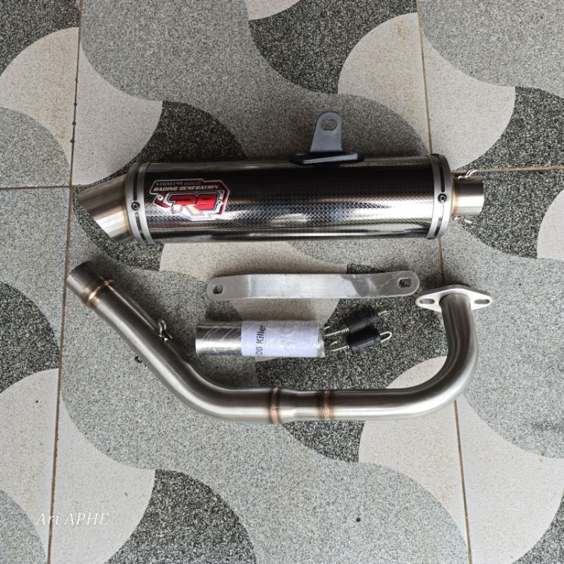 PROMO knalpot R9 BLACK MUGELLO original MIO J 115 / MIO GT 115 fullsystem