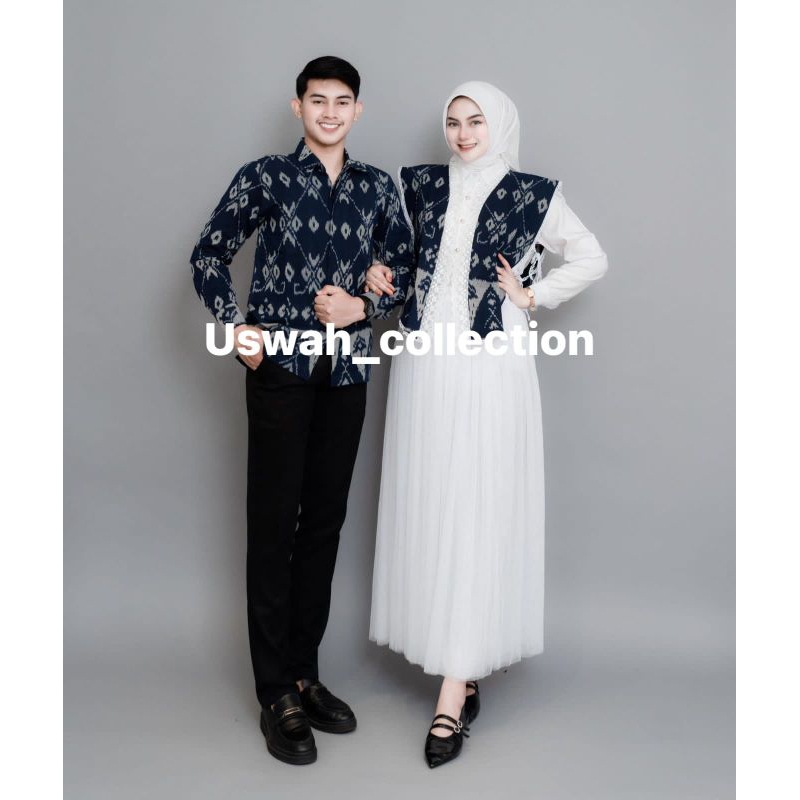 VEST COUPLE TENUN NAVY - BAJU TENUN COUPLE - COUPLE TENUN KONDANGAN