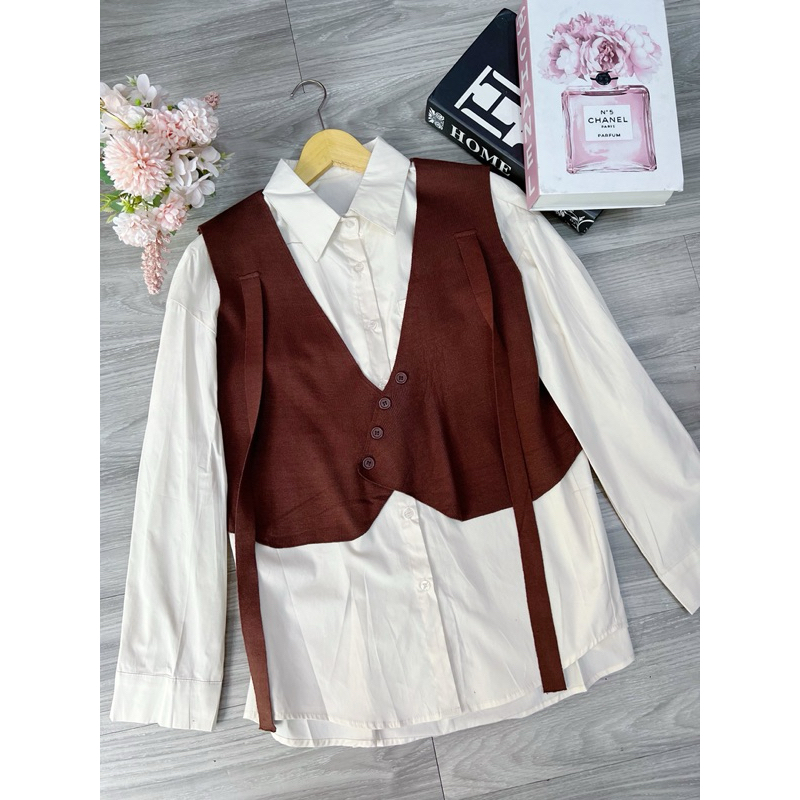 KEMEJA KATUN MIX VEST KNIT PREMIUM