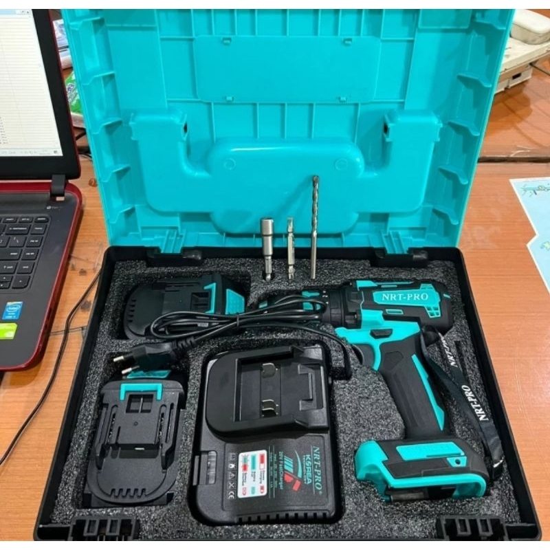 Mesin Bor Cordless Set Baterai NRT-PRO DC 740 Brushless NRT PRO DC740  740DC