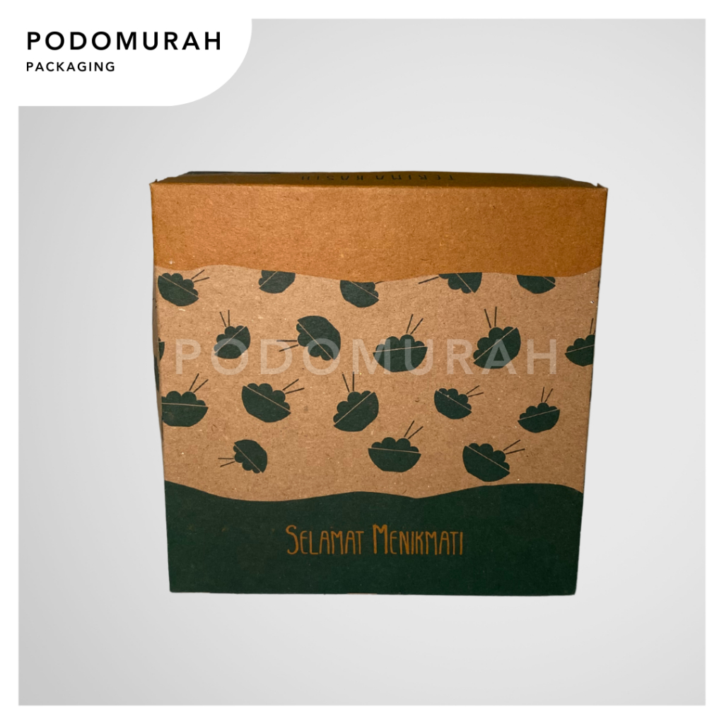 Dus Nasi 16x16 18x18 / Box Makanan Kraft Motif Hijau/Lunch Meal Box Catering Hajatan Wadah Makanan