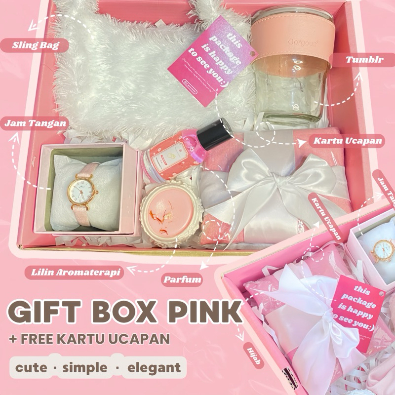 Gift Box Cewek Coquette Serba Pink, Hadiah Hampers, Ulang Tahun, Graduation, Anniversary, Valentine