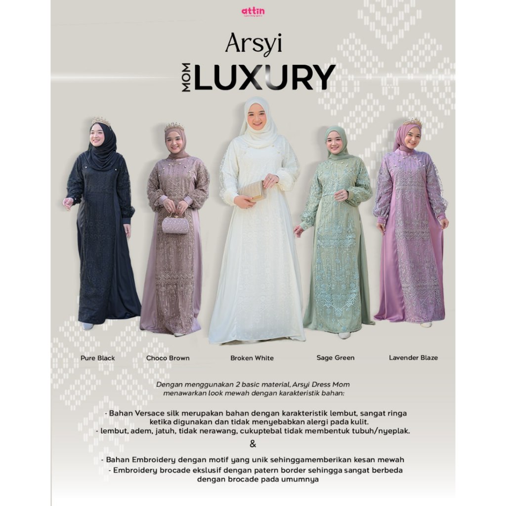 ATTIN DRESS ARSYI LUXURY I Gamis brukat premium untuk undangan wisuda acara formal