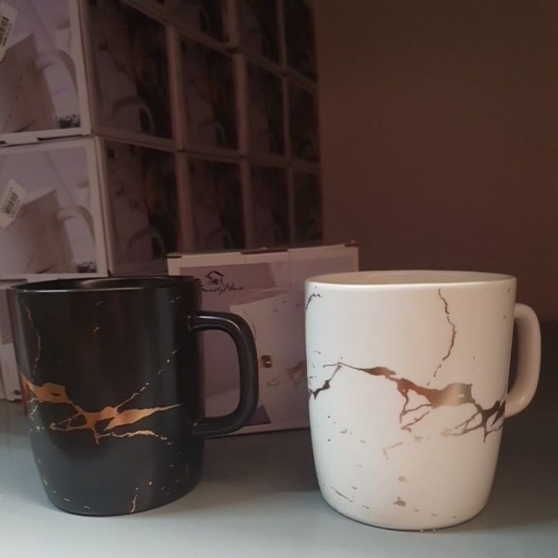 Marble Matte Mug / Cangkir kopi / Gelas kopi keramik motif marble