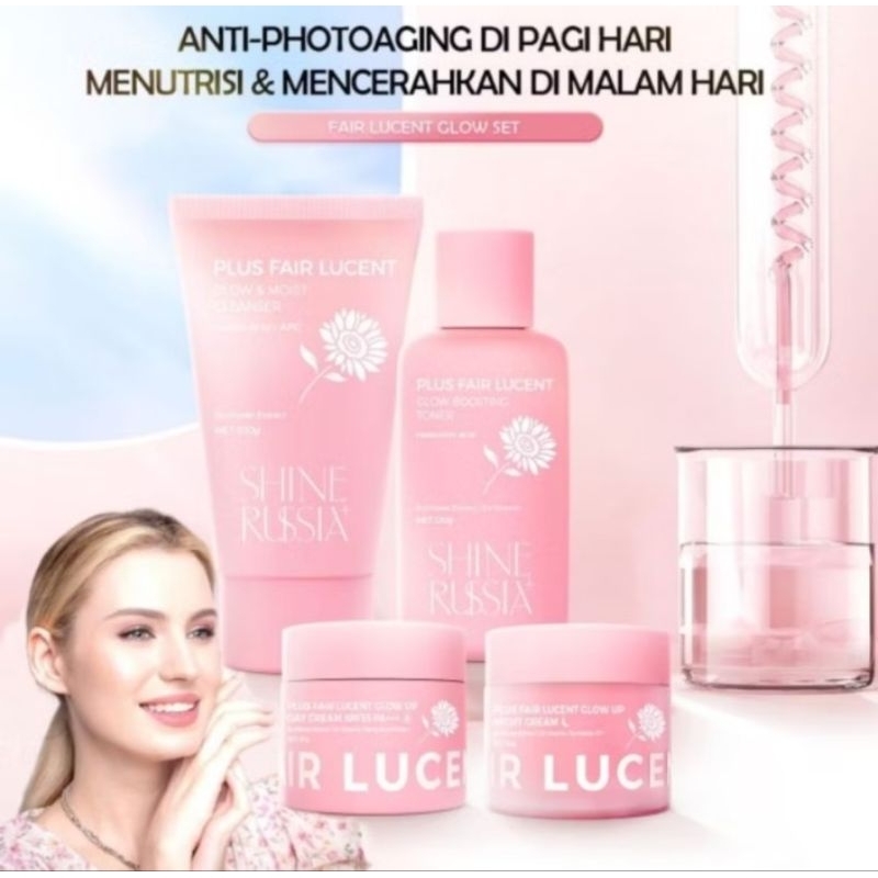 Shine Russia + 4 PCS SKINCARE SET - Whitening Skincare Sunflower Plus Fair Lucent Glow Set - Symwhit