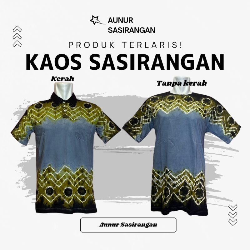 KAOS SASIRANGAN Kerah/Oblong Lengan Pendek COTTON COMBED Pria & Wanita