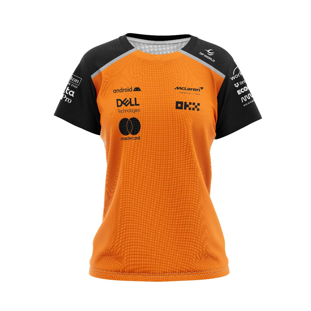 Kaos Wanita Baju Jersey F1 McLaren Orange 2025 Custom Full Print Free Nama
