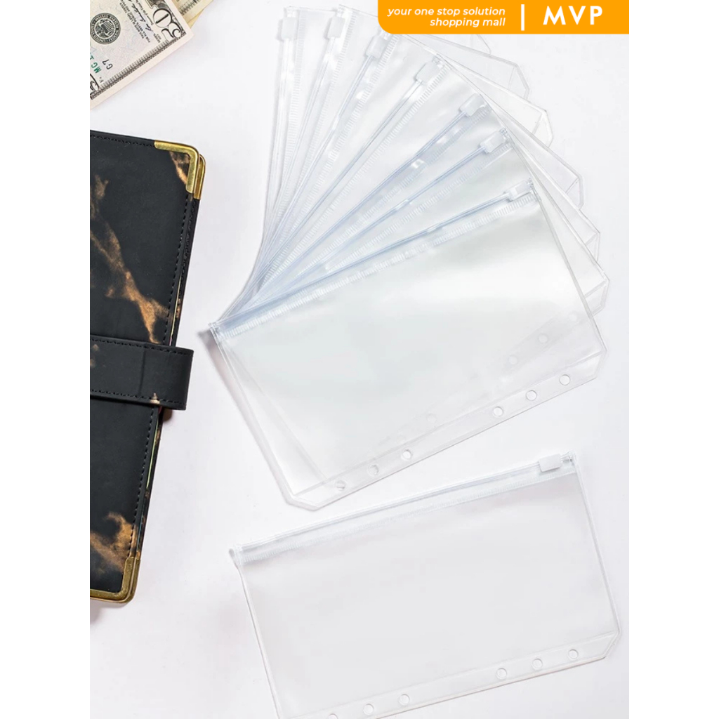 

Kantong Zipper Multiring PVC Binder A6 Ring 6 Transparan Kantong Binder Keuangan Tempat Penyimpan