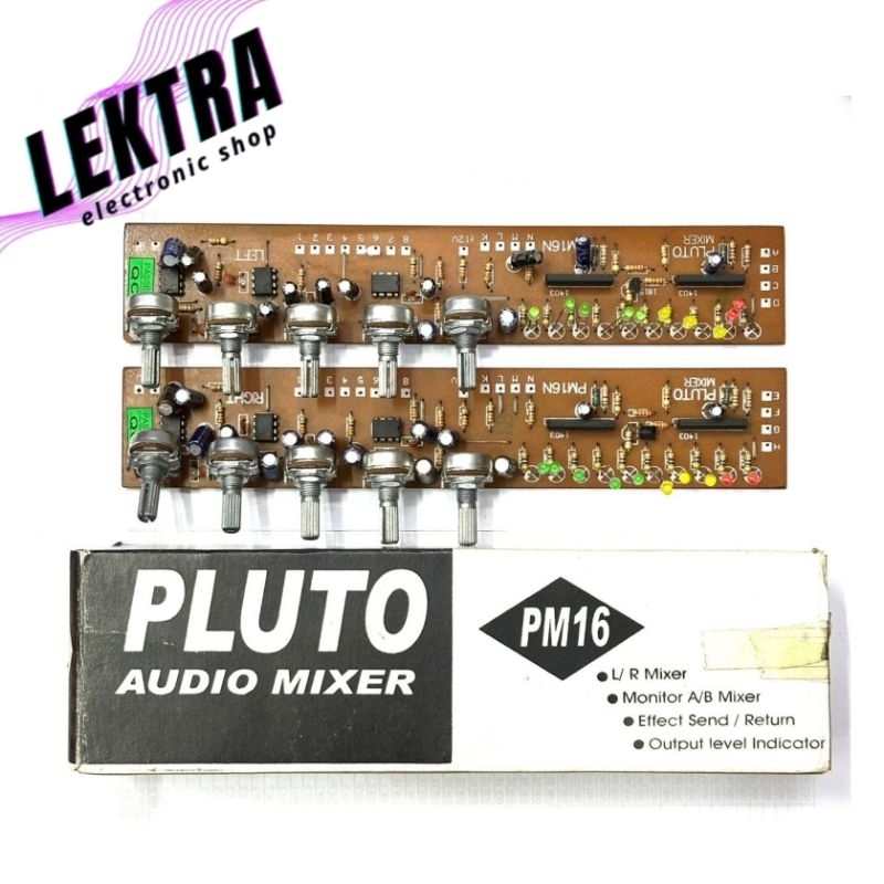 Kit PLUTO PM 16 Audio Mixer Stereo 12v 12volt 12 v volt PM16 Power Penguat Mic Driver