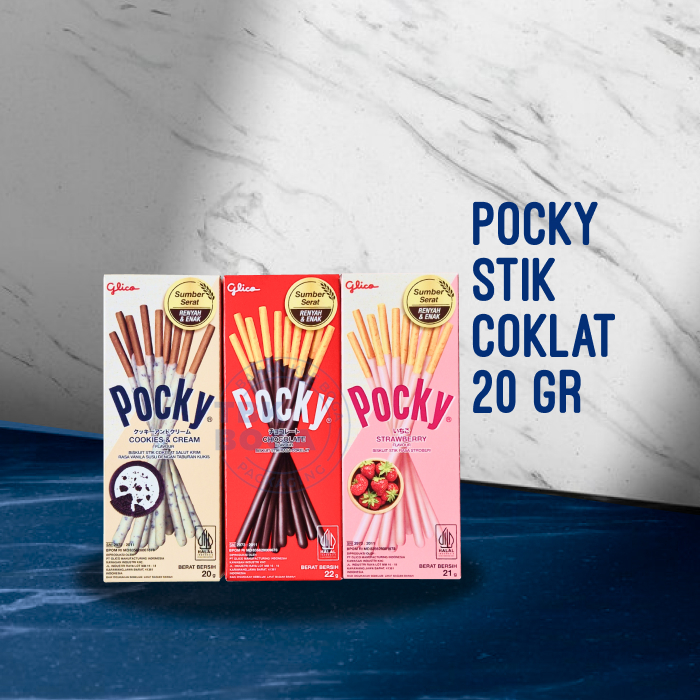 

Pocky Biskuit Stik 20 Gr ( Coklat, Stroberi, Cookies Cream, Almond ) Strawberry Stick Biscuit