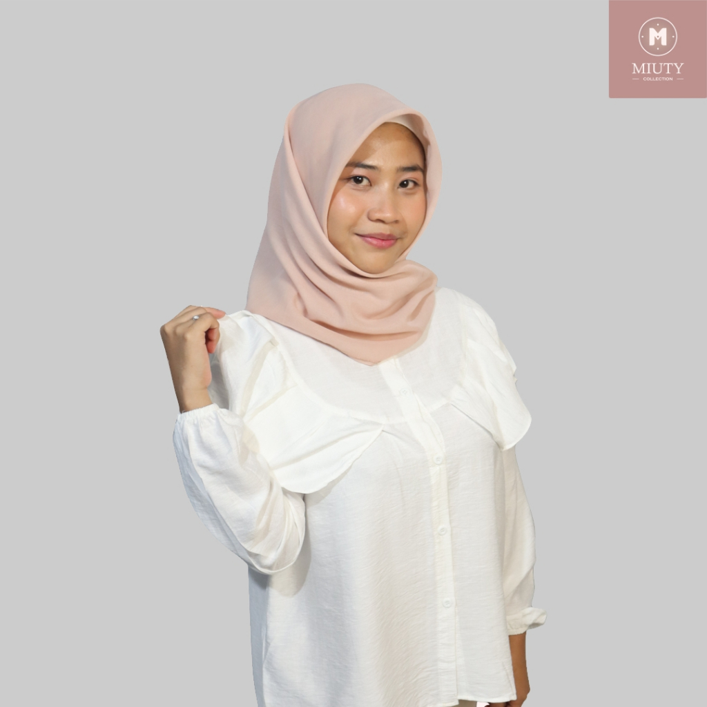 Baju Blouse Atasan Kasual Wanita Ruffle Lengan Panjang Terbaru Bahan Polo Linen Premium Warna Putih