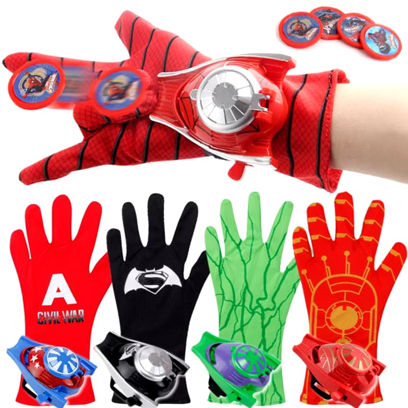 [GRATIS BUBBLE WRAP] Mainan Sarung Tangan Tembak Anak Superhero Spidermen Betmen Hulk Iron Kapten