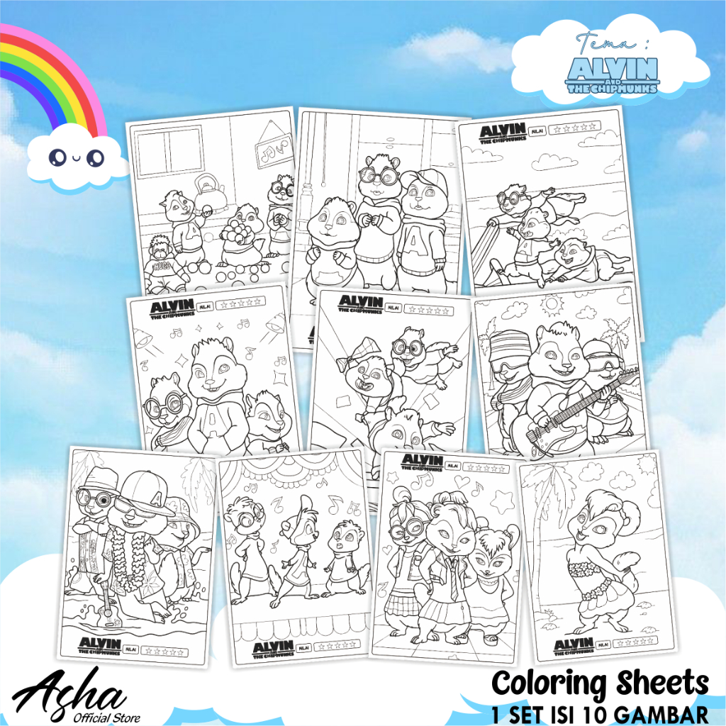 

KERTAS MEWARNAI KARAKTER ANAK BERVARIASI- COLORING SHEETS FOR KIDS ISI 10 LEMBAR SERI 4