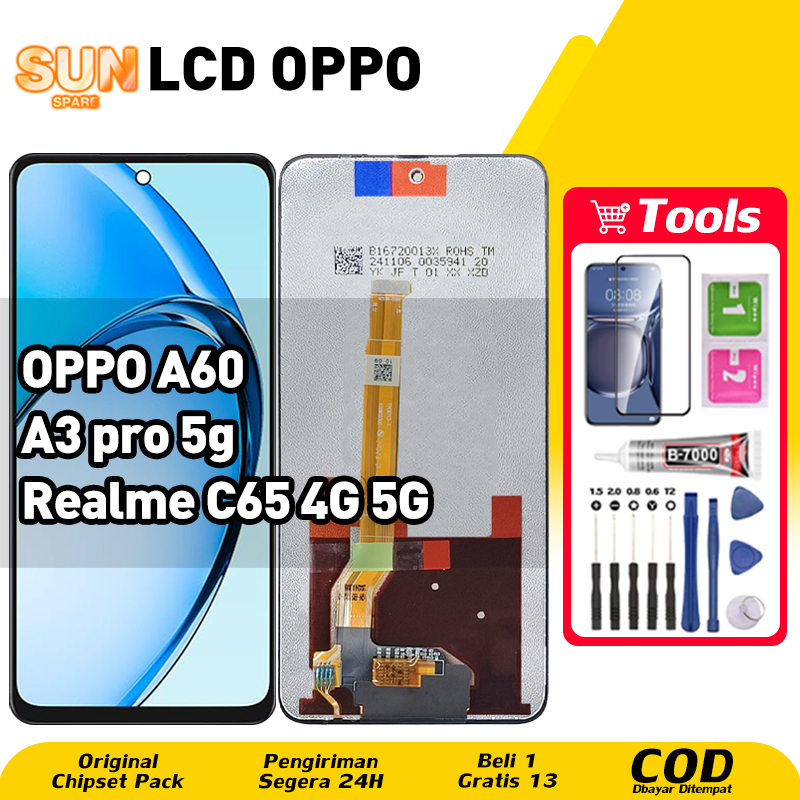 Original For LCD OPPO A60 / OPPO A3 Pro 5G LCD Realme C65 4G 5G asli hp layar lcd anti blue light HD